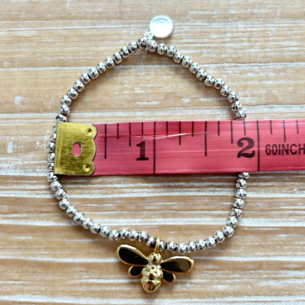 Katie Loxton London A Little Bee-You-Tiful Kids Silver Beaded Stretch Bracelet